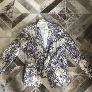 Joie cream, gray and blush animal print blazer